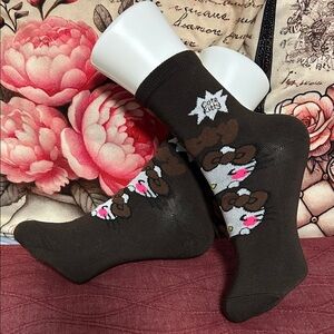 Hello Kitty Brown Bear and Pink Bow Socks